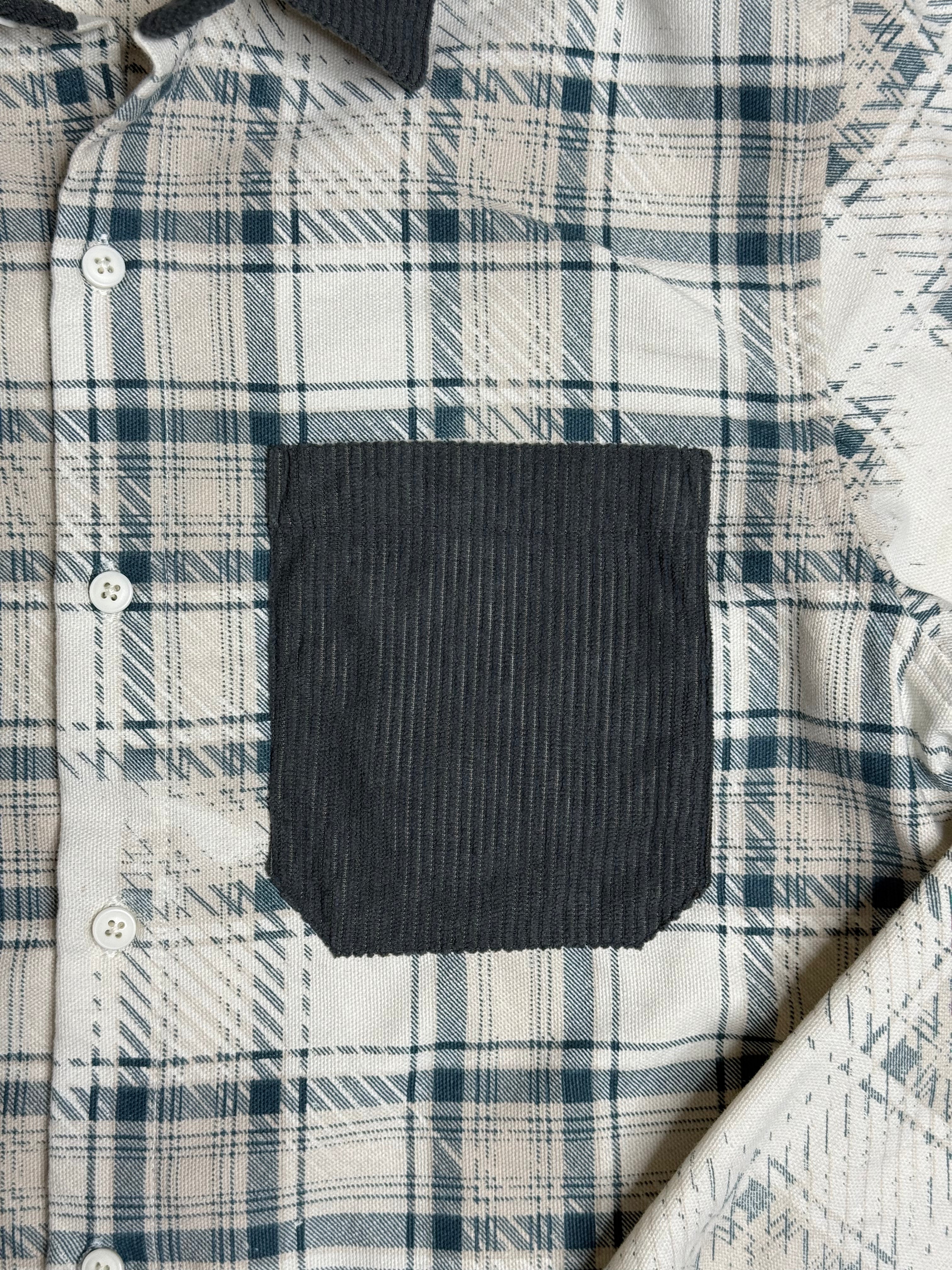 Corduroy Pale blue Collar Stone Blast Checks