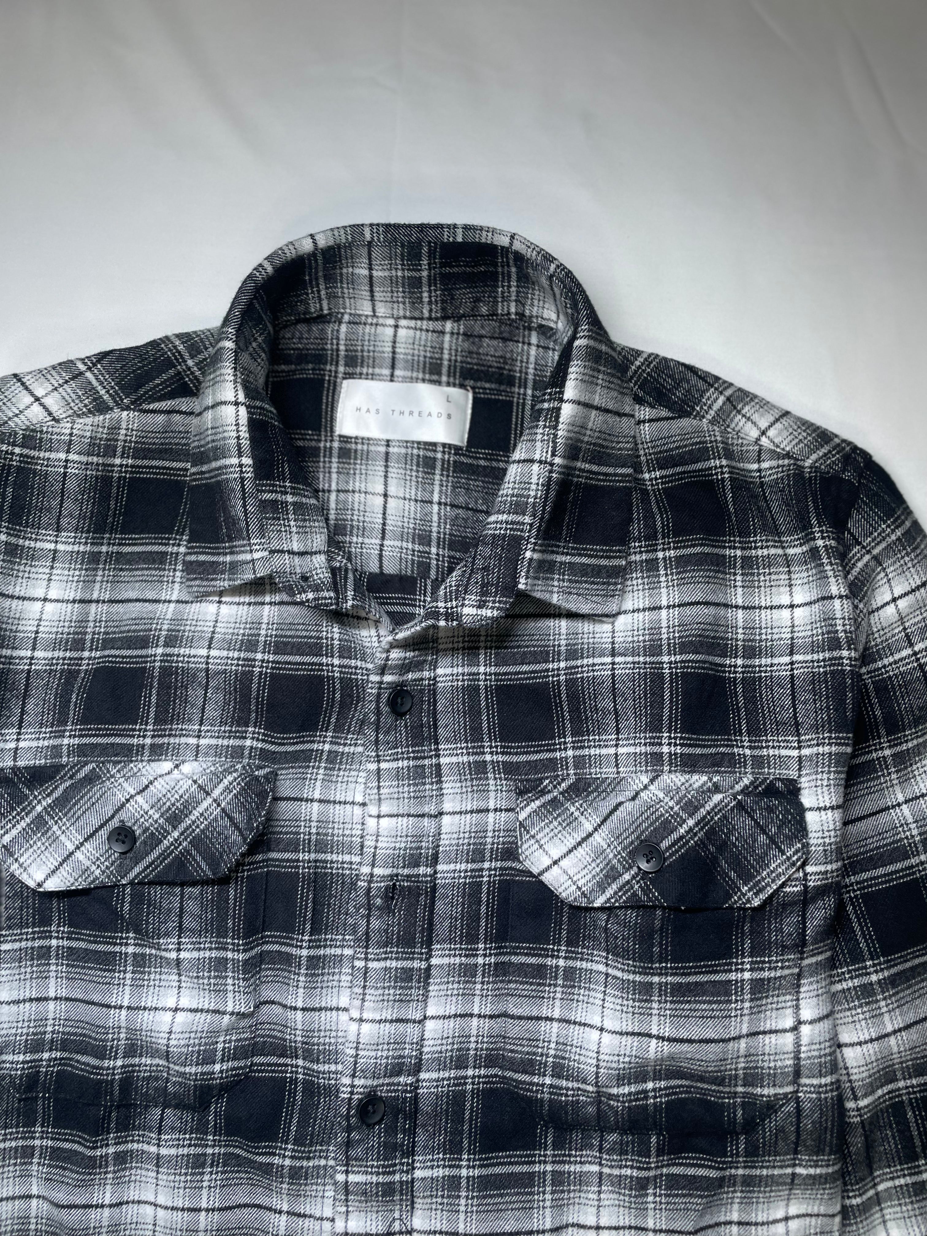 Black & White Classic Double Pocket Brushed Checks