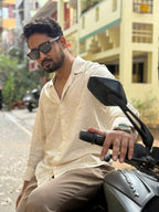 Linen White floral Pattern Embroidery