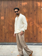 Linen White floral Pattern Embroidery