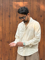 Linen White floral Pattern Embroidery