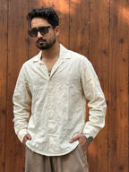 Linen White floral Pattern Embroidery