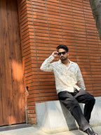 Linen Black Pattern floral Embroidery