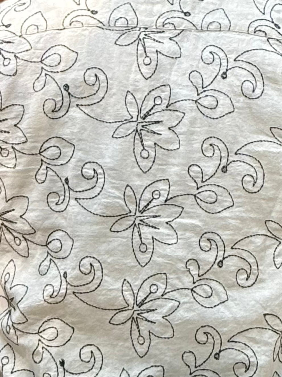Linen Black Pattern floral Embroidery
