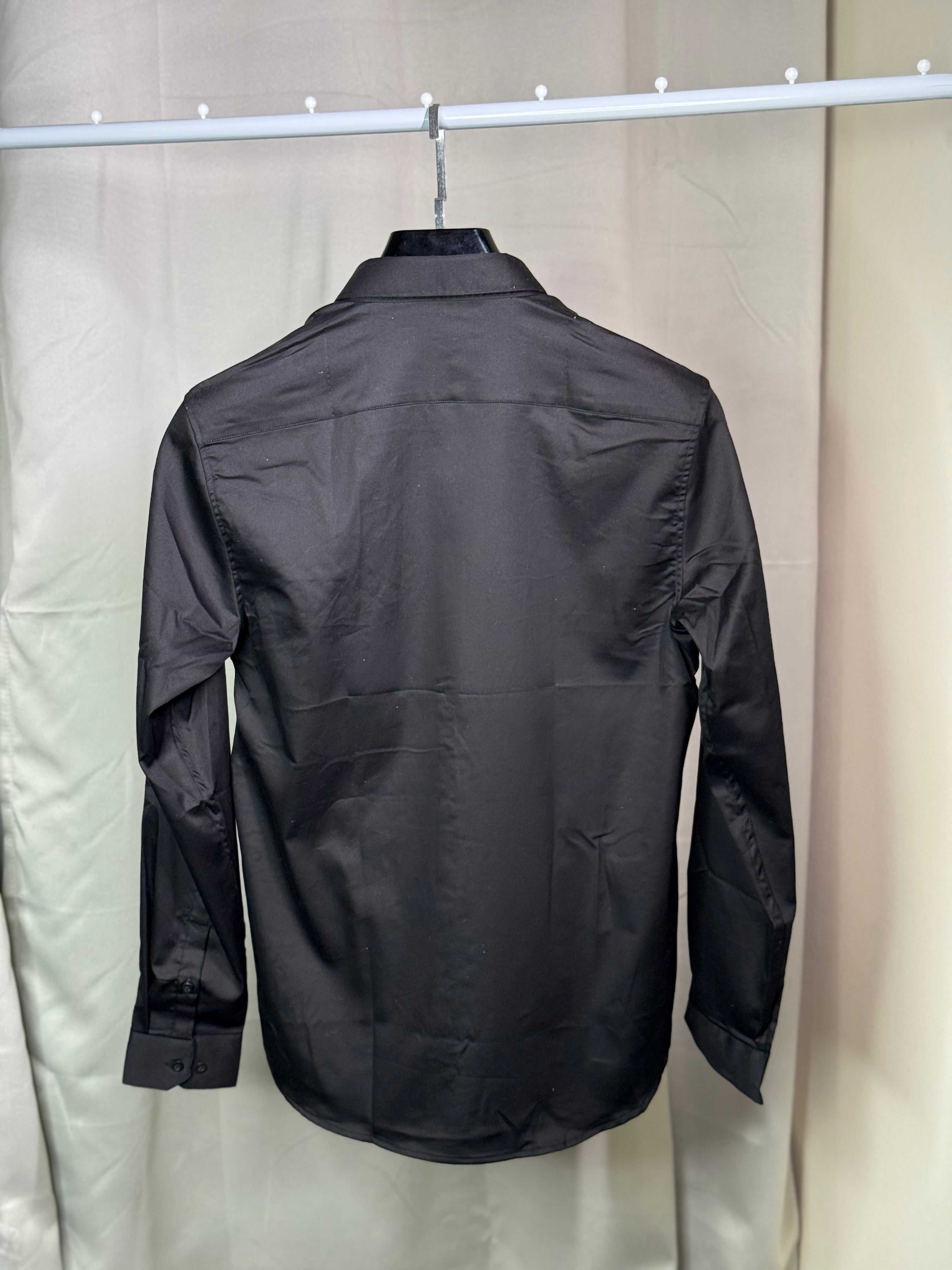 black embroidered printed shirt