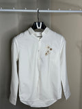 white embroidered printed shirt