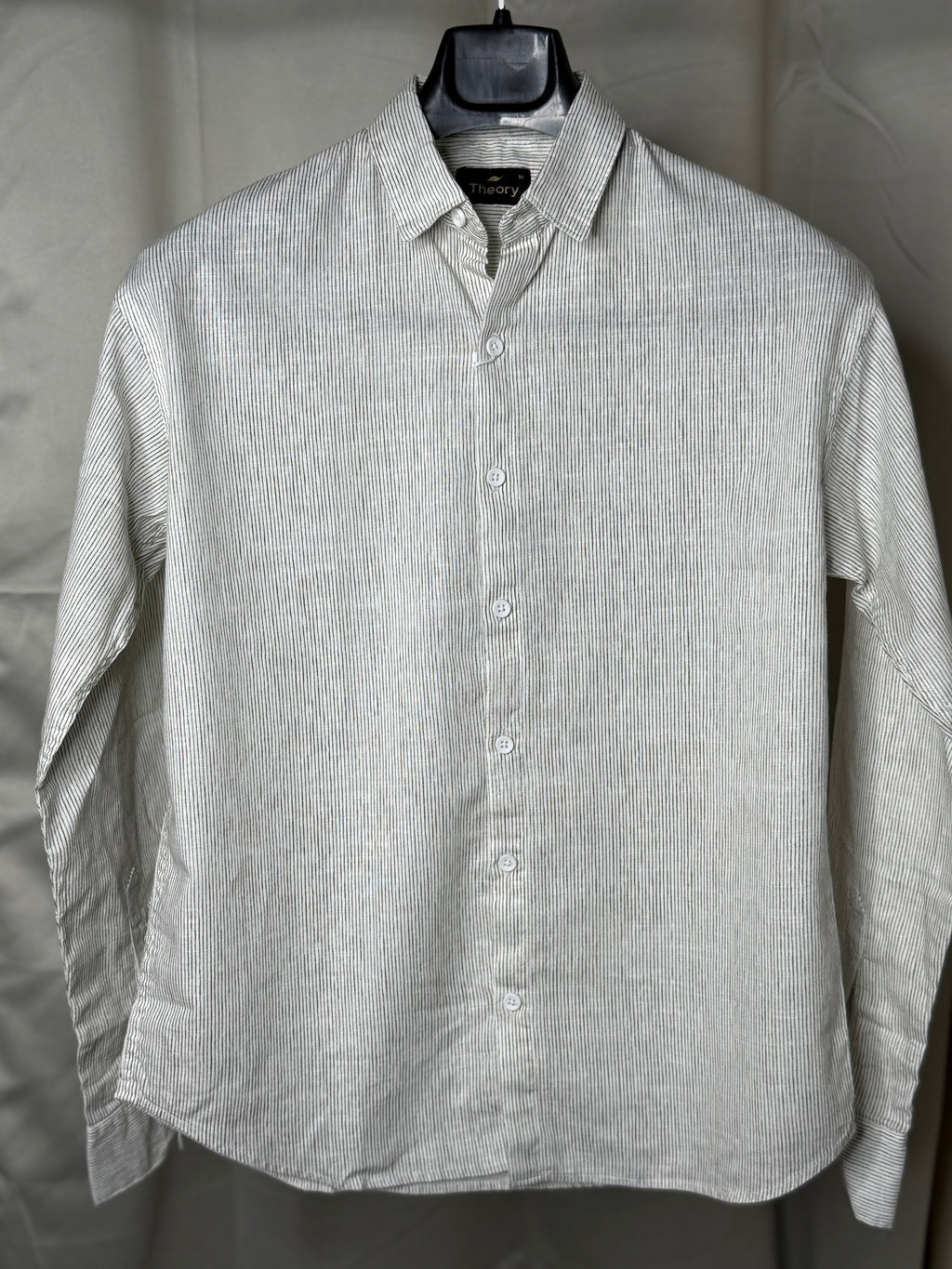 green vertical striped cotton shirt