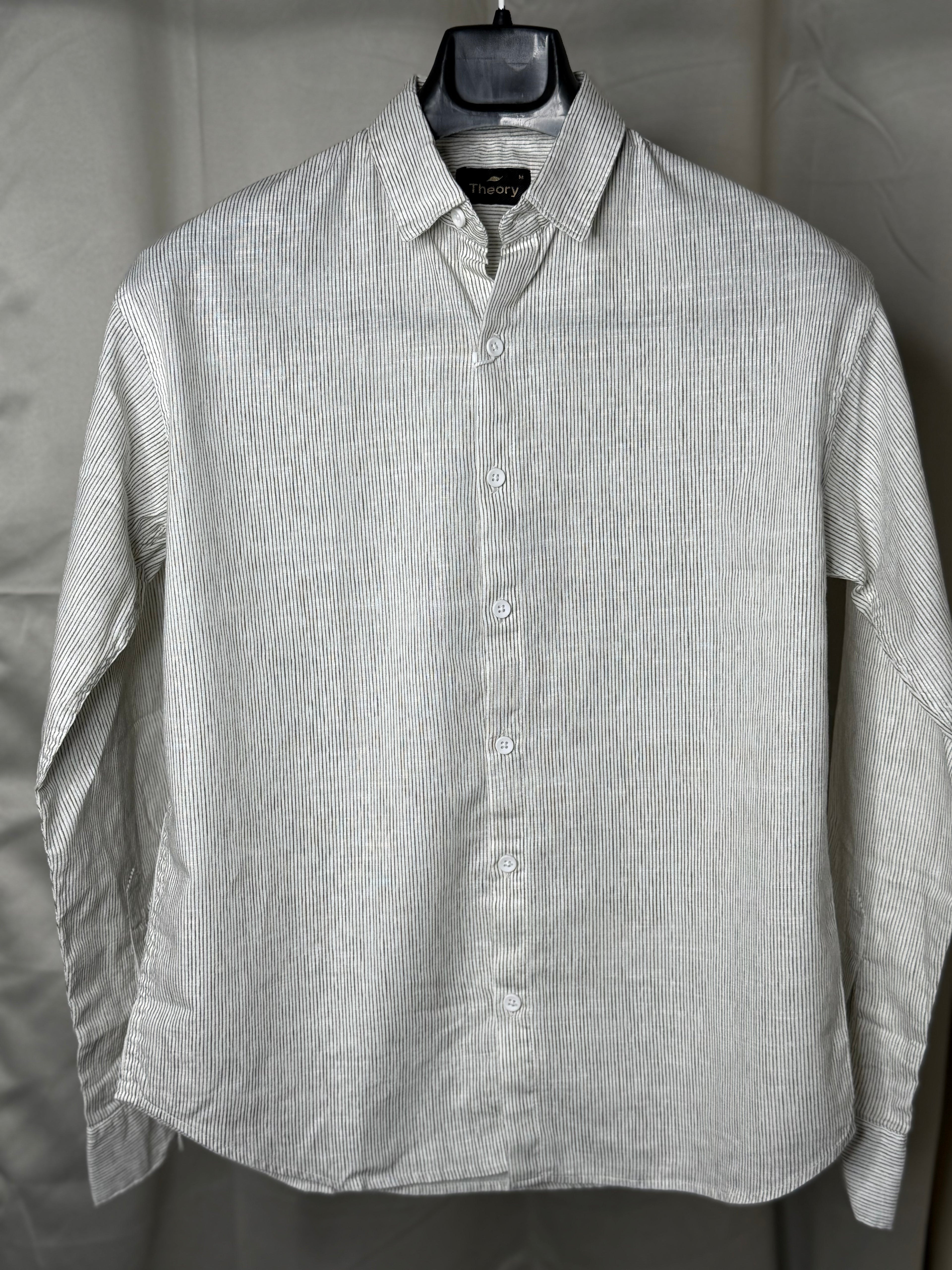 green vertical striped cotton shirt