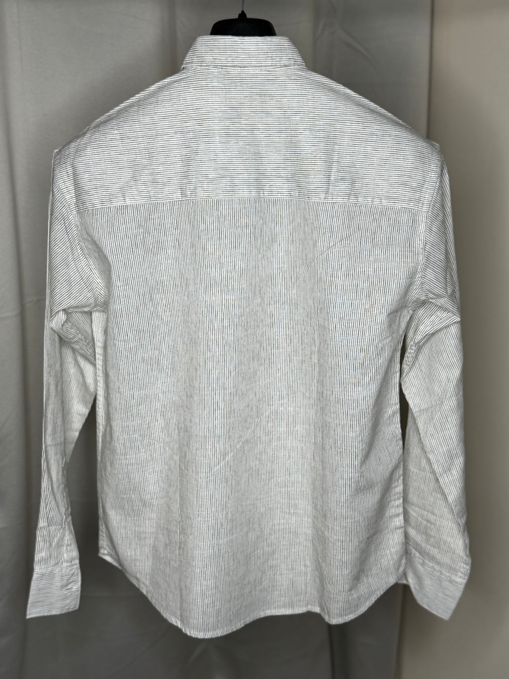 green vertical striped cotton shirt