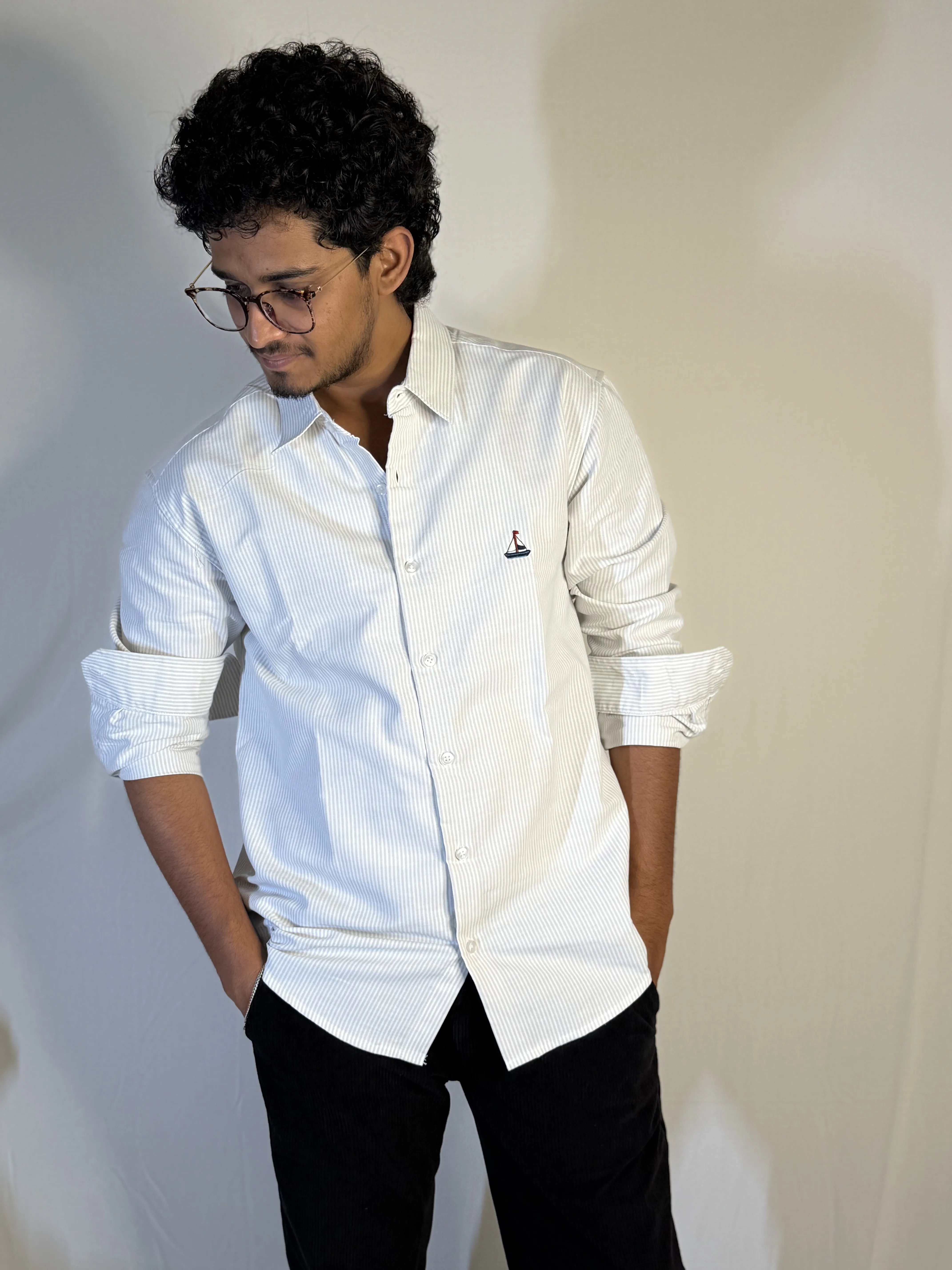 Gin green stripe oxford shirt