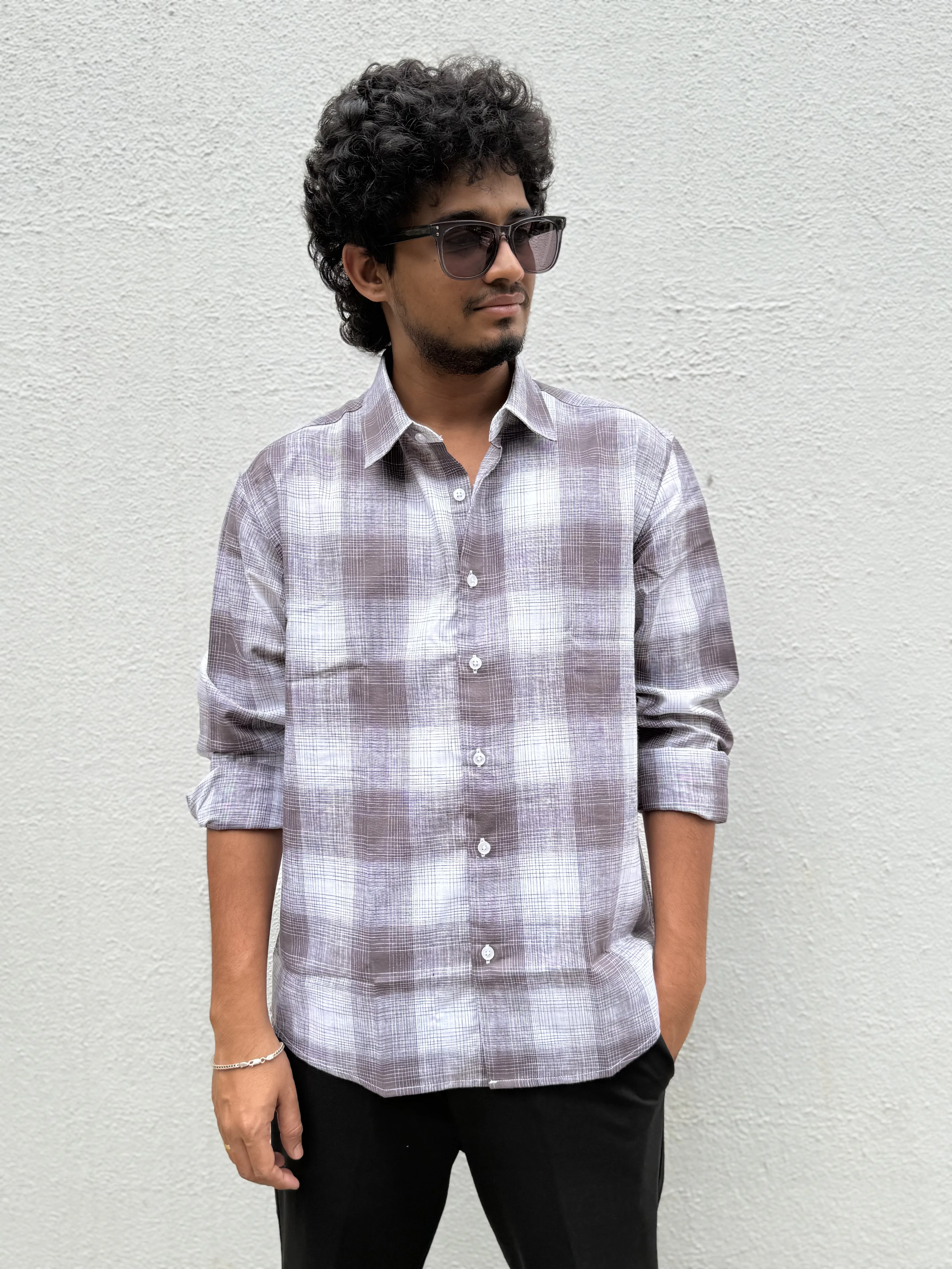 Linen blended lavender checks